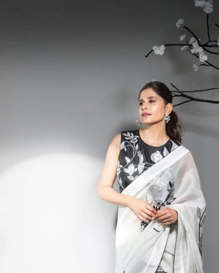 Sai Tamhankar White Saree Look