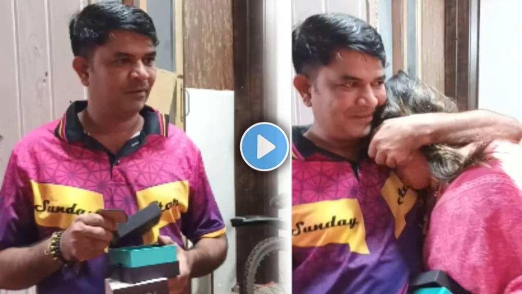 Wife give surprise to husband with new bike