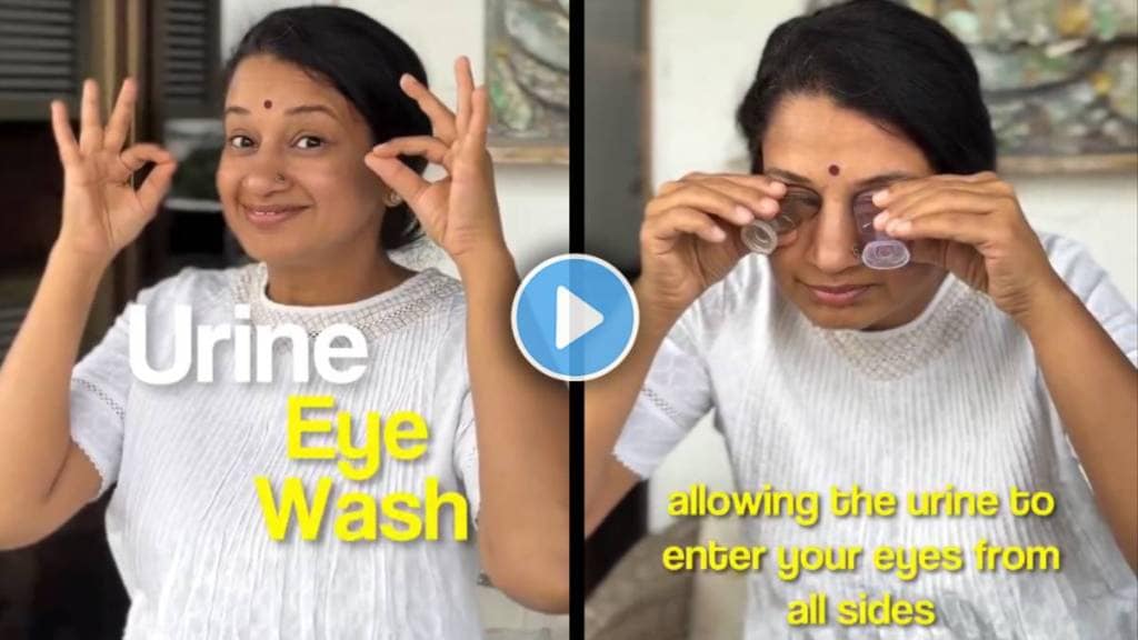 Woman using urine for eyes video viral