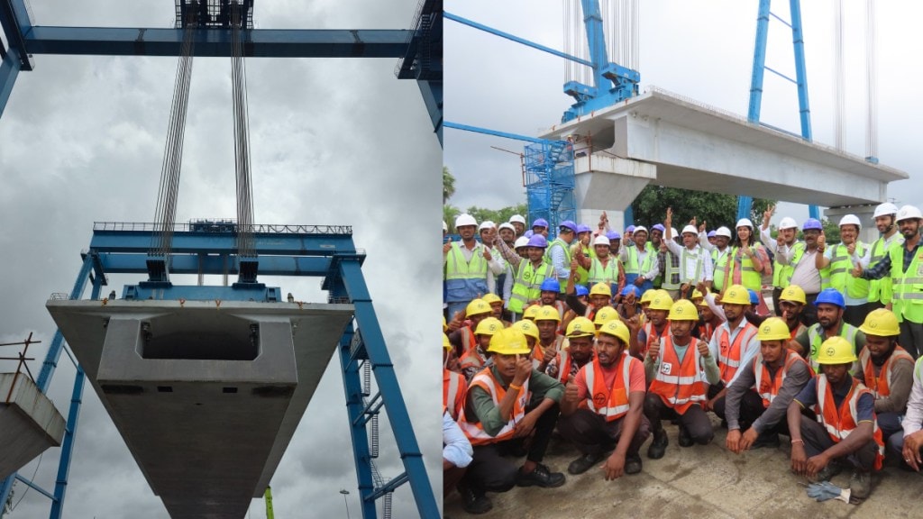 40 meter long box girder was successfully installed in Sakhre village of Dahanu taluka Palghar news