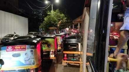 heavy traffic jam in thane balkum area
