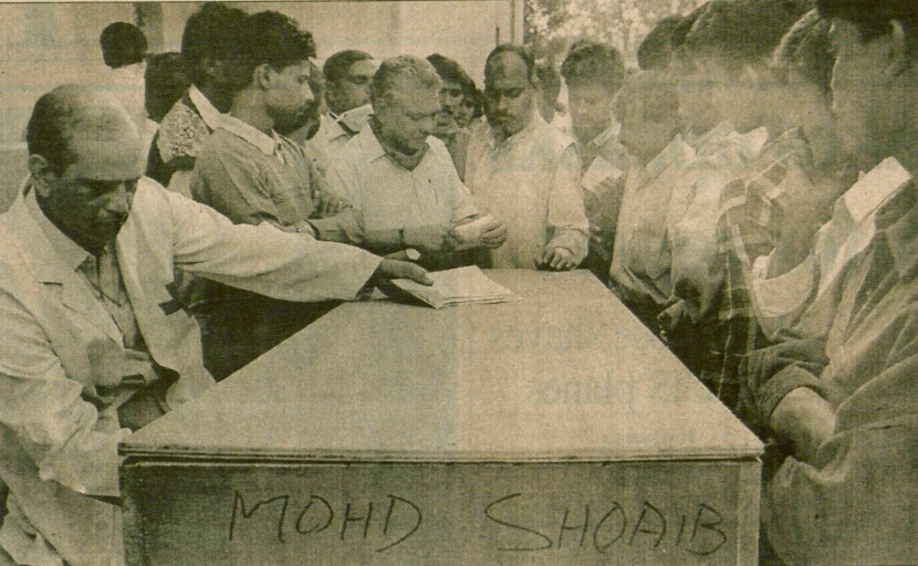 The body of Mohammad Shoaib, one of the crash victims, was embalmed at AIIMS in New Delhi. (Express Archive/Arvind Yadav)