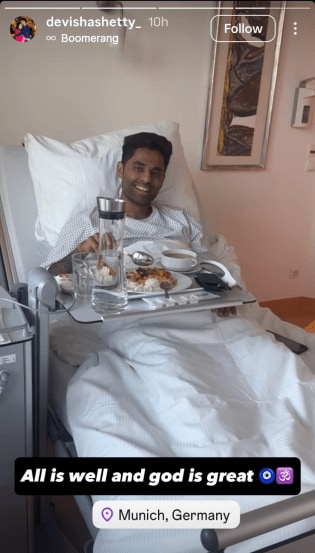 Devisha Shetty Instagram Story After Suryakumar Yadav Surgery