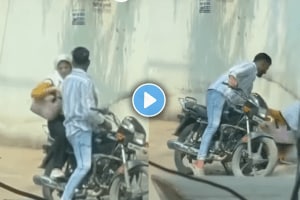 Shocking video of man slaps beats woman on road viral video on social media