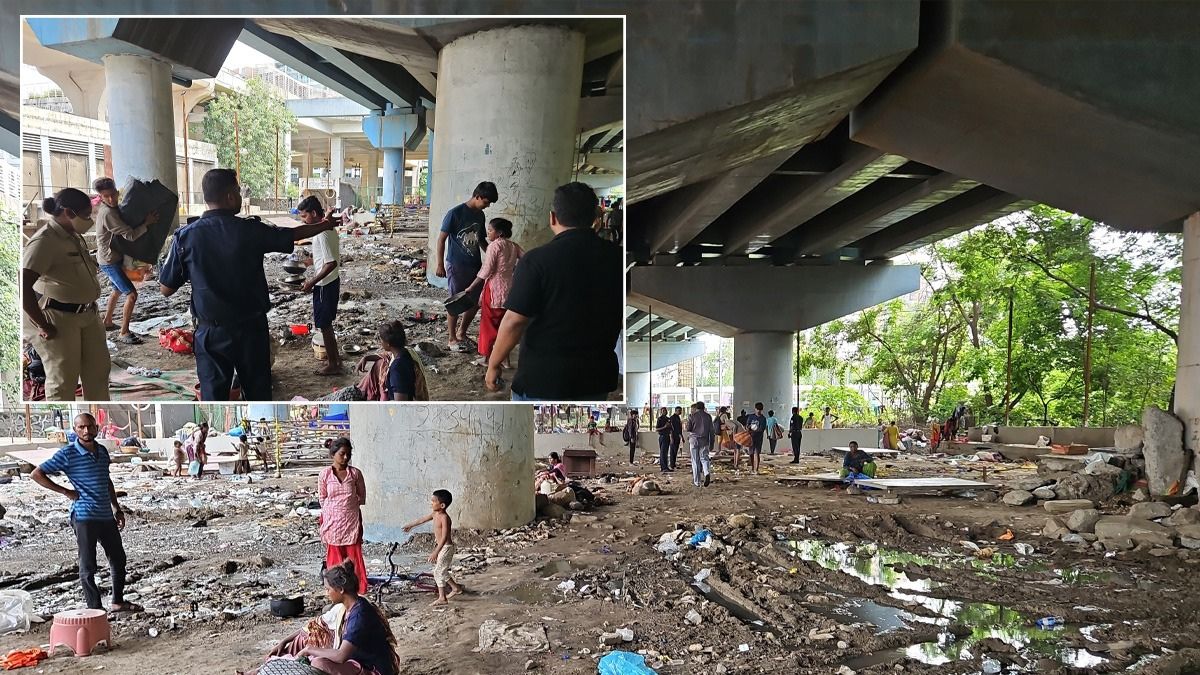 navi mumbai homeless flyover murder case encroachment action by Municipal Corporation