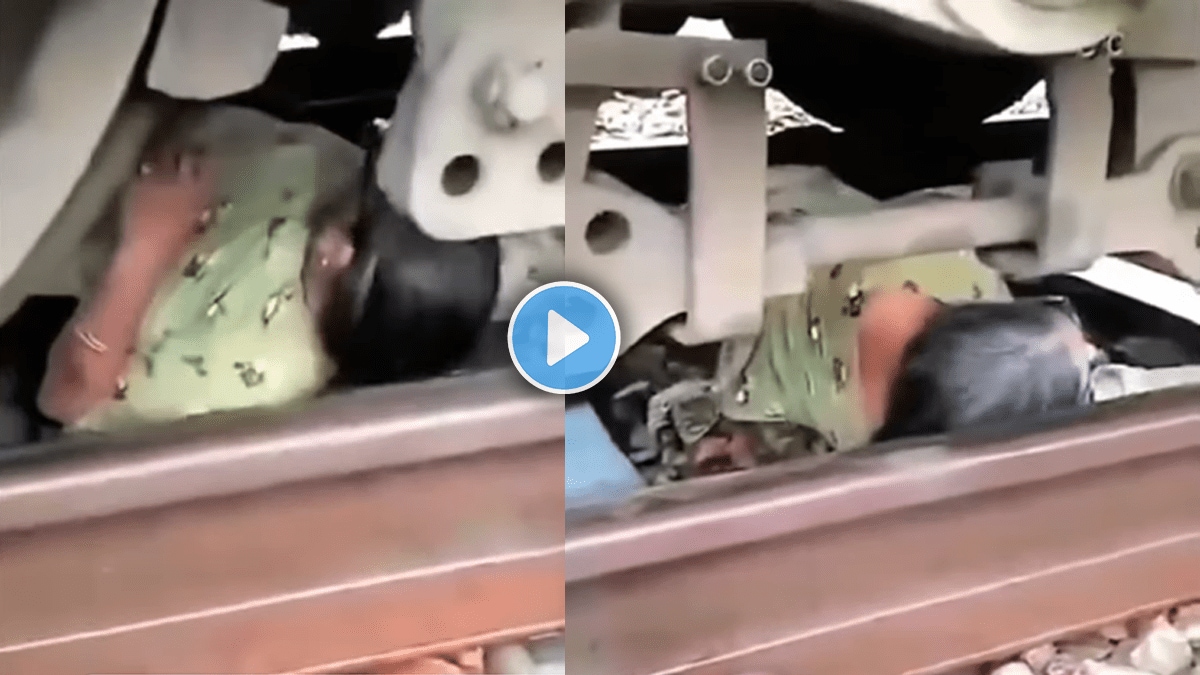 Shocking video of woman stuck under train viral video train accident