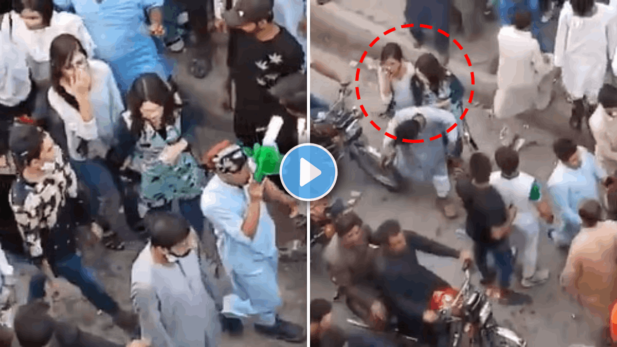 Shocking video of Pakistan Two young girls assaulted in crowd viral video on social media